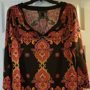 Inc. Tunic w/Black Beaded Collar